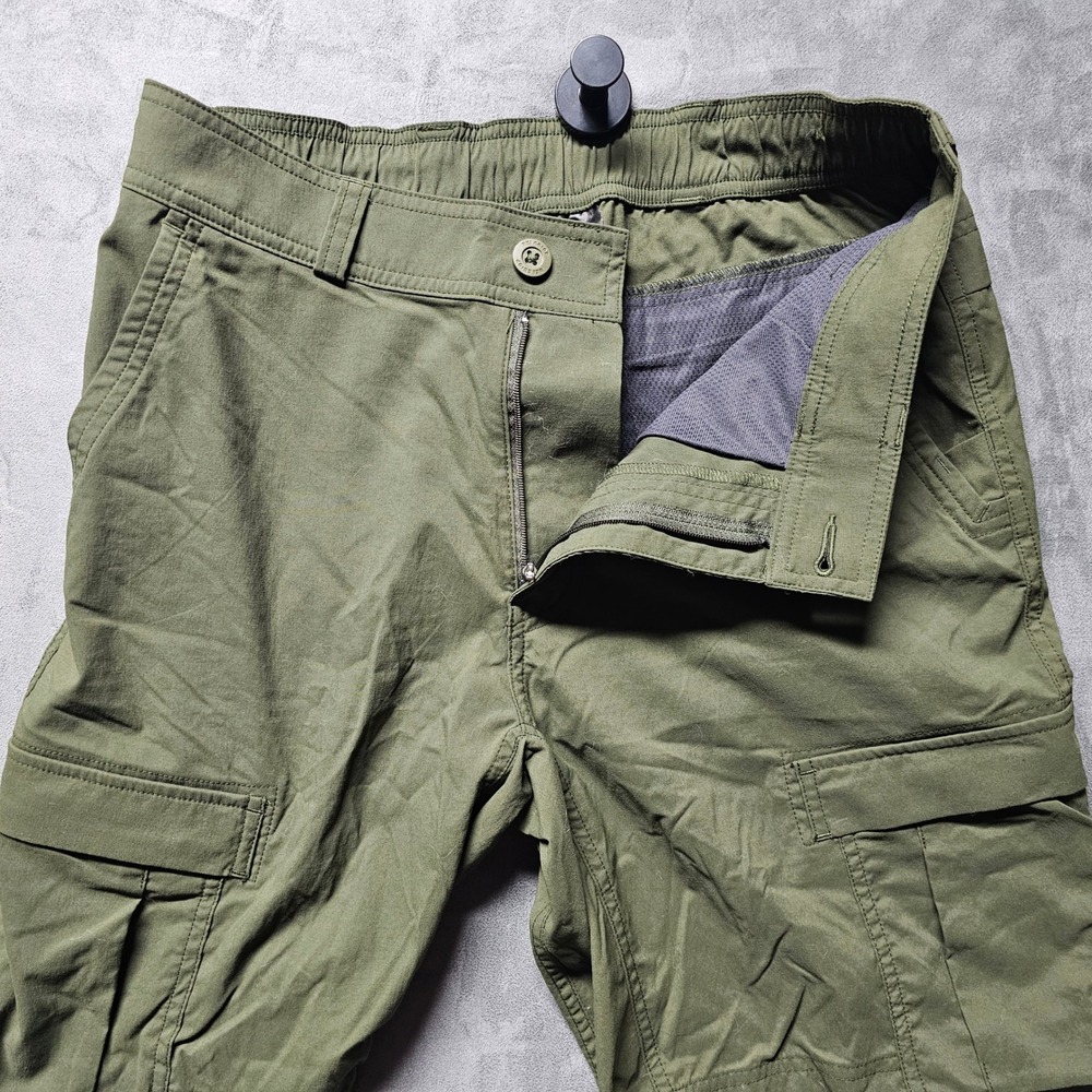 REI Co-op Men 30 Olive Green Nylon Spandex Hiking Utility Cargo Shorts 25129-F24